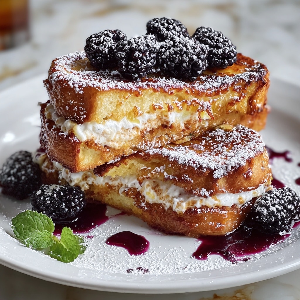 Cream Cheese Stuffed French Toast with Blackberry Compote Recipe - Recipe Image