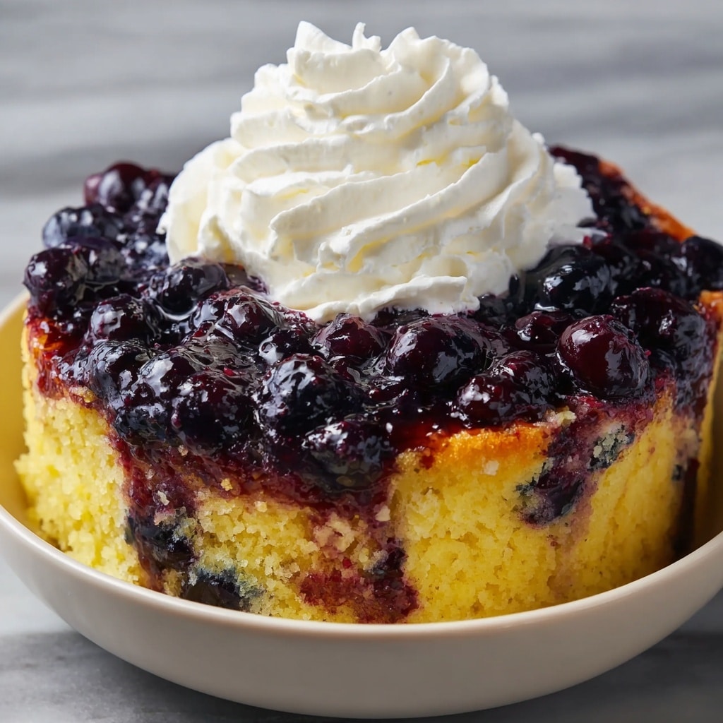 Blueberry Dump Cake with Butter and Fresh Blueberries Recipe - Recipe Image
