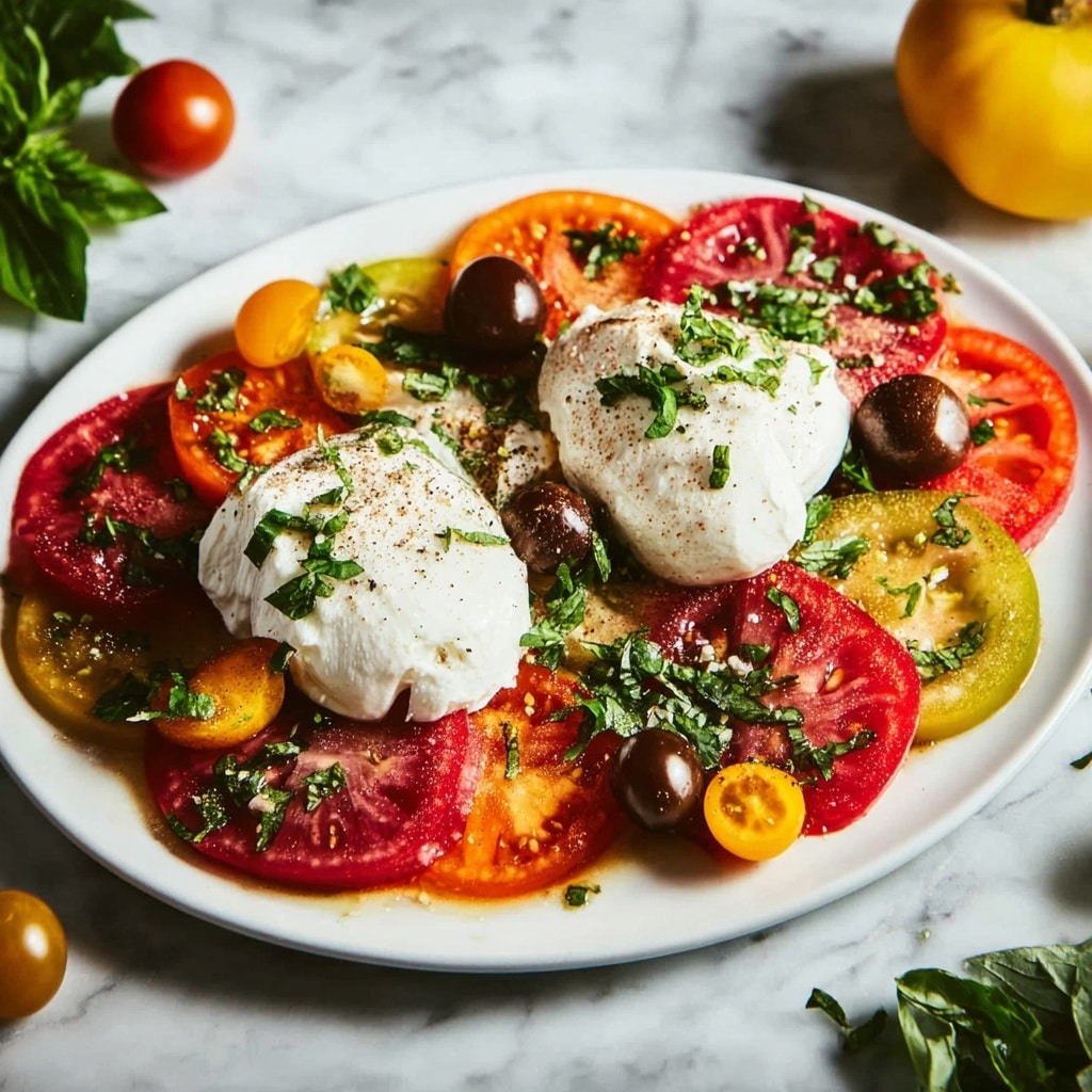 Burrata Caprese Salad with Heirloom and Cherry Tomatoes Recipe