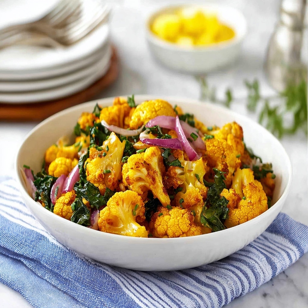Turmeric Roasted Cauliflower Salad with Tahini, Dates, and Spinach Recipe - Recipe Image
