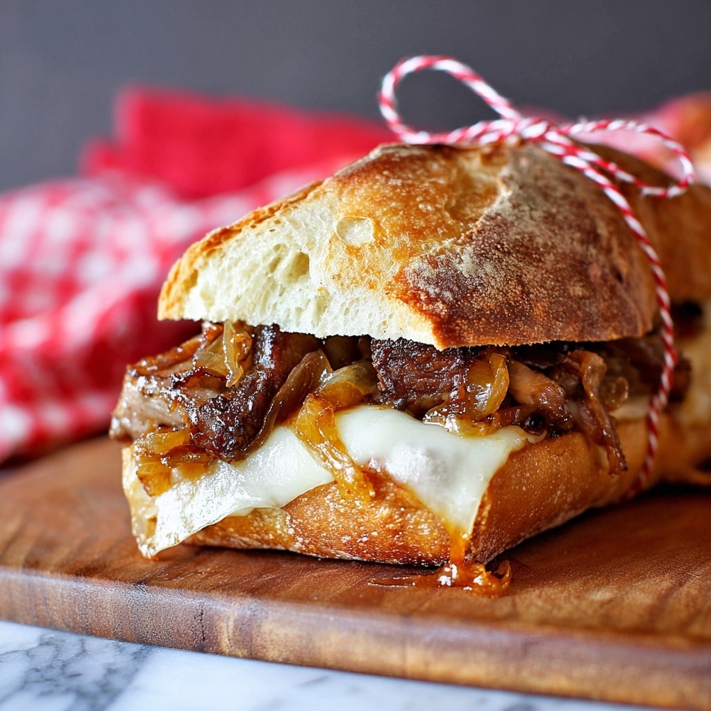 Steak Sandwiches with Caramelized Onions and Provolone Cheese Recipe - Recipe Image