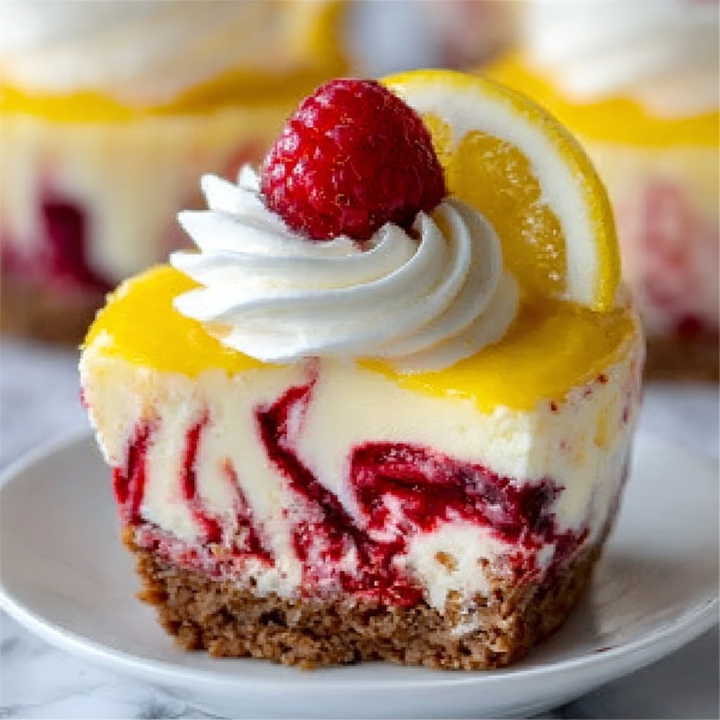 Luscious Lemon Raspberry Swirl Cheesecake Cups Recipe - Recipe Image
