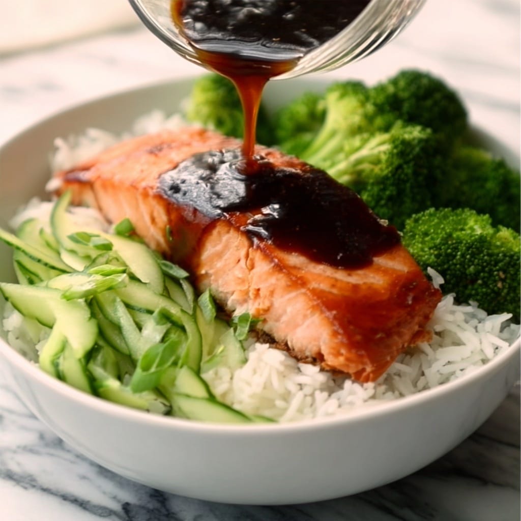 Air Fryer Teriyaki Salmon and Broccoli Bowls Recipe - Recipe Image