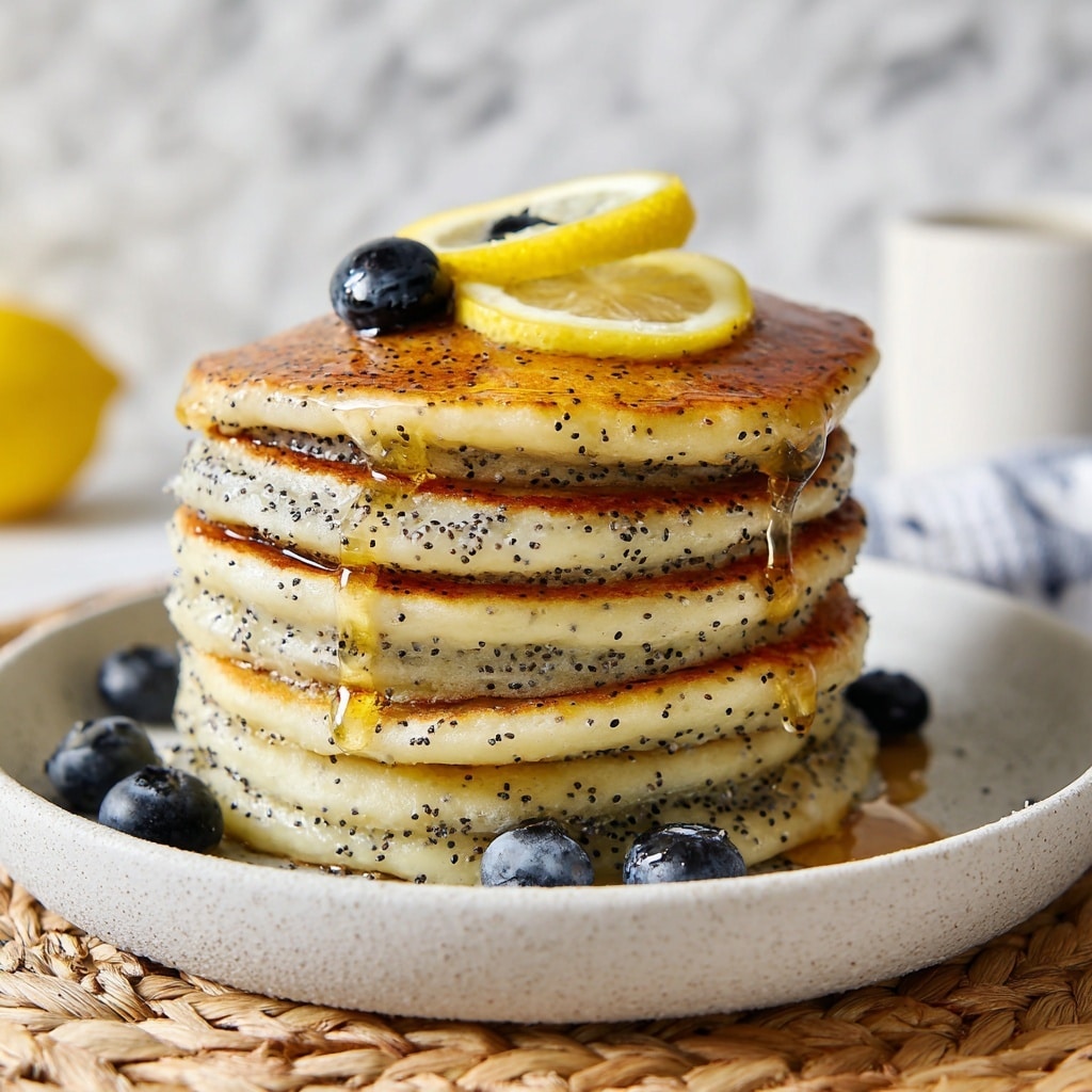 Lemon Poppy Seed Pancakes with Lemon Glaze Recipe - Recipe Image
