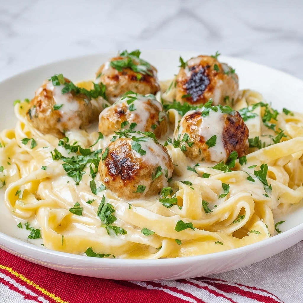 Creamy Chicken Alfredo Meatballs Recipe - Recipe Image