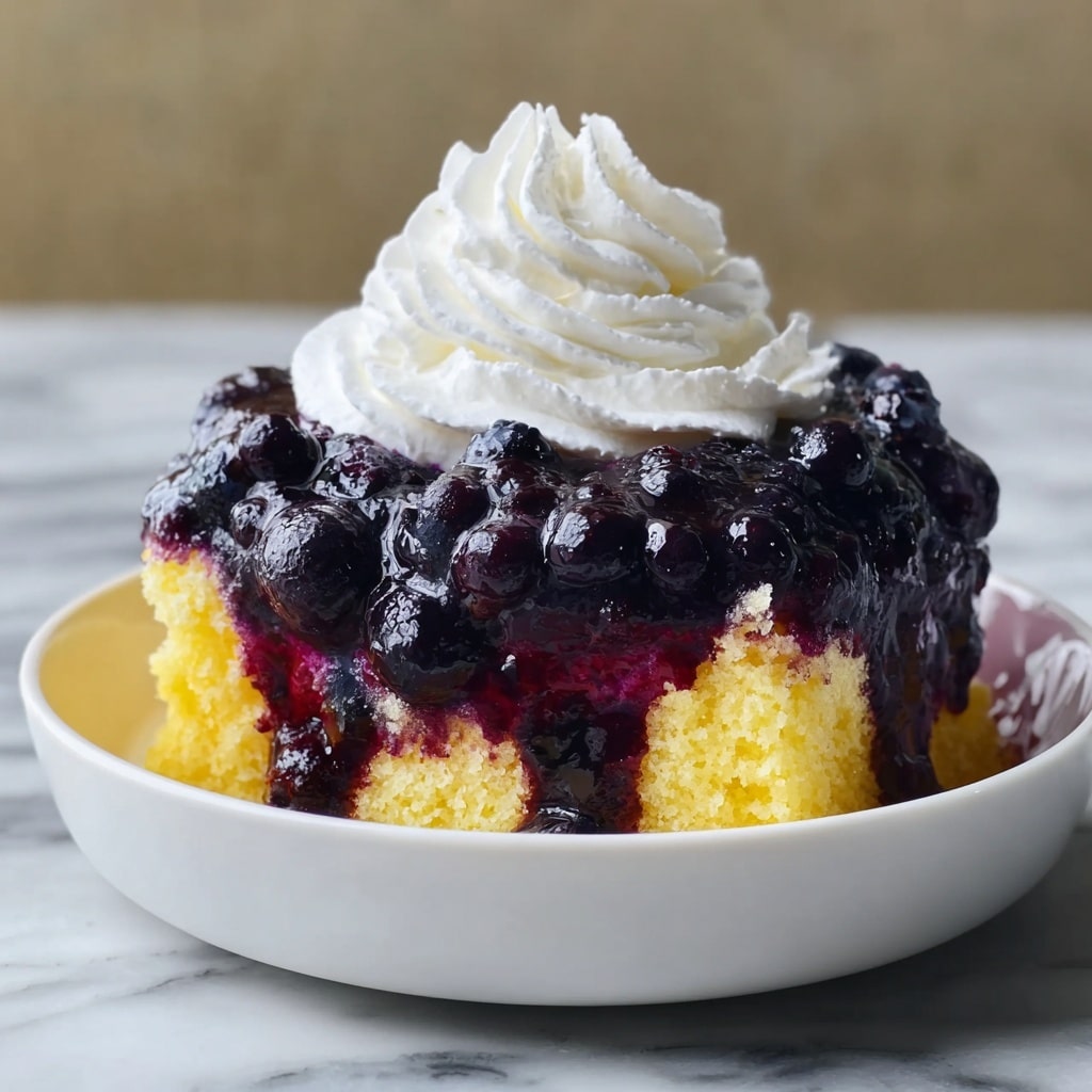 Blueberry Dump Cake with Butter and Fresh Blueberries Recipe - Recipe Image