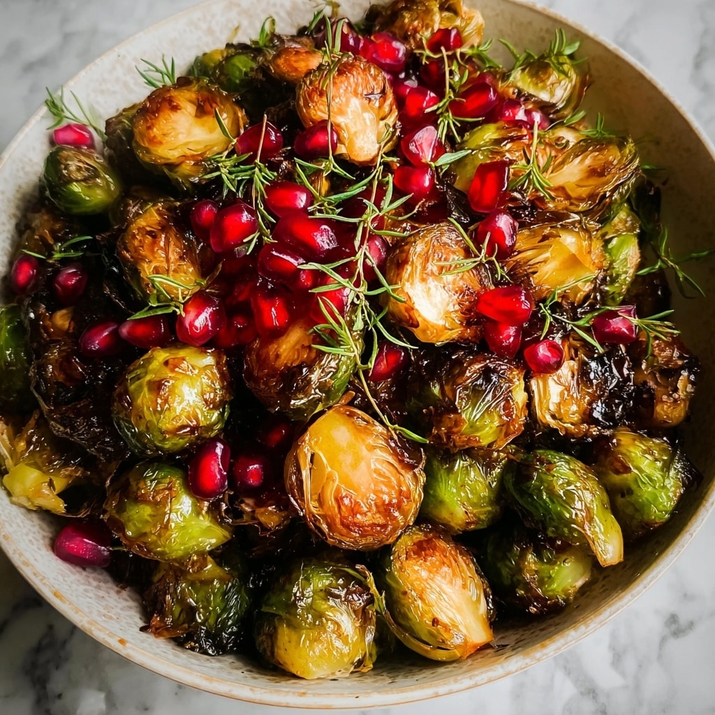 Balsamic Glazed Brussels Sprouts with Pomegranate Seeds Recipe - Recipe Image