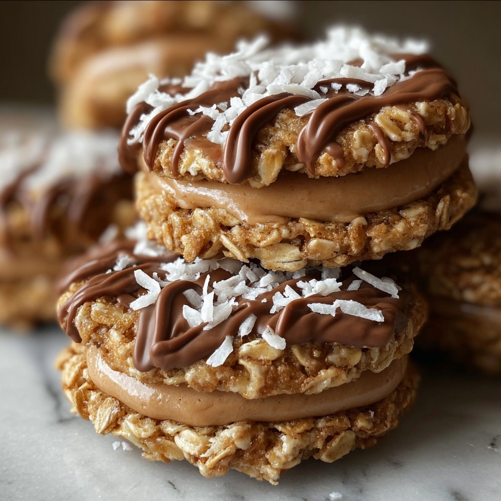 No-Bake Peanut Butter Oatmeal Sandwich Cookies Recipe - Recipe Image