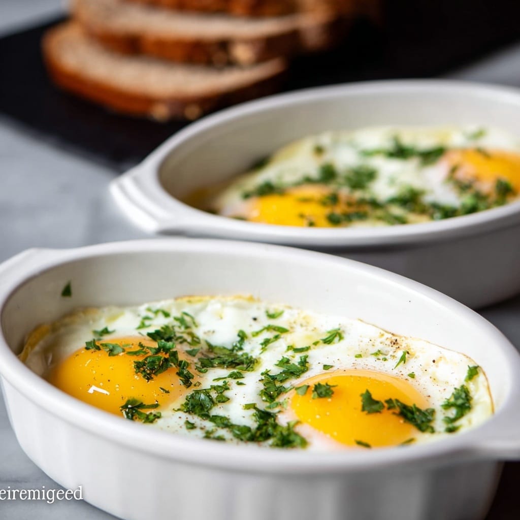 Baked Eggs with Tomatoes and Feta Cheese Recipe - Recipe Image