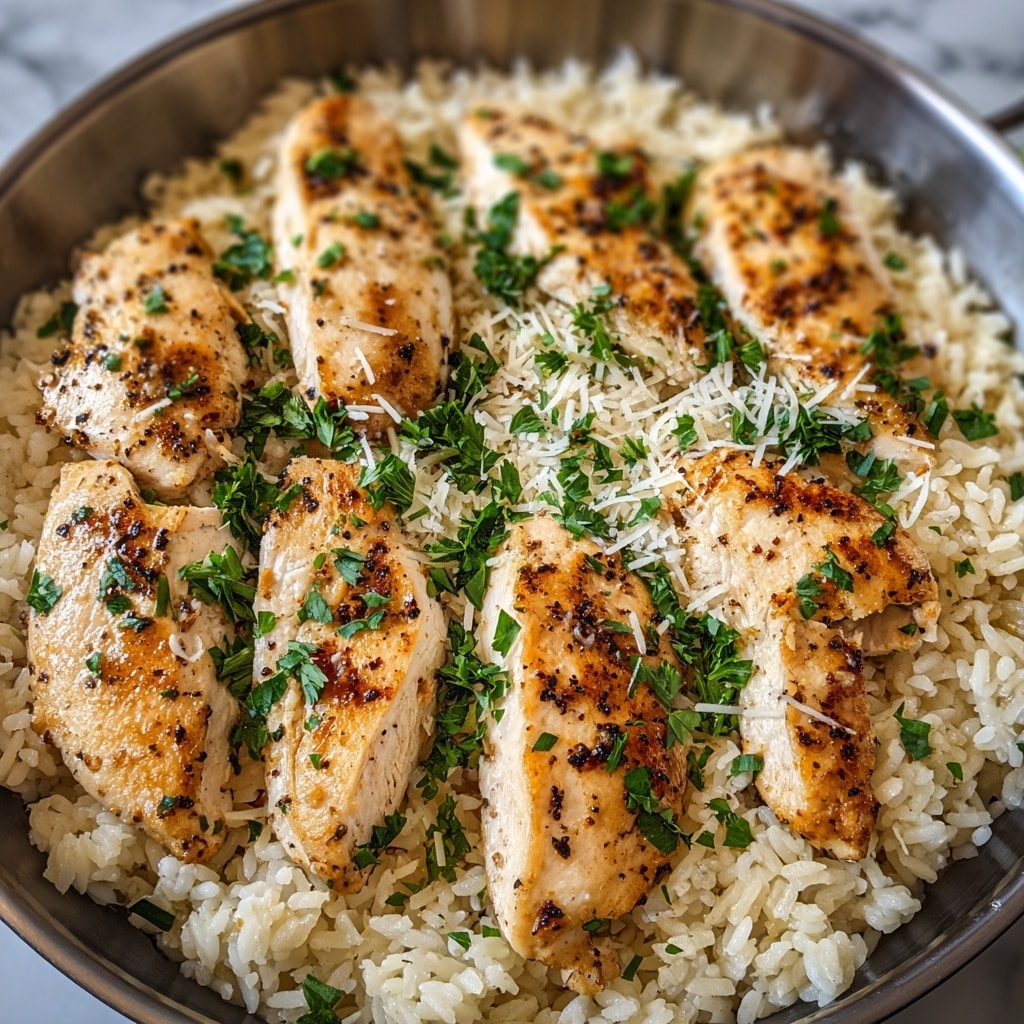 Garlic Parmesan Chicken with Creamy Rice Recipe - Recipe Image