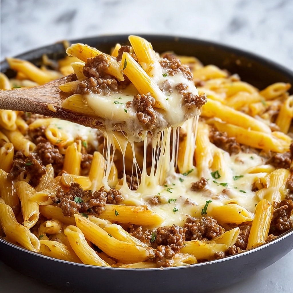 Cheesy Ground Beef Pasta Skillet Recipe - Recipe Image