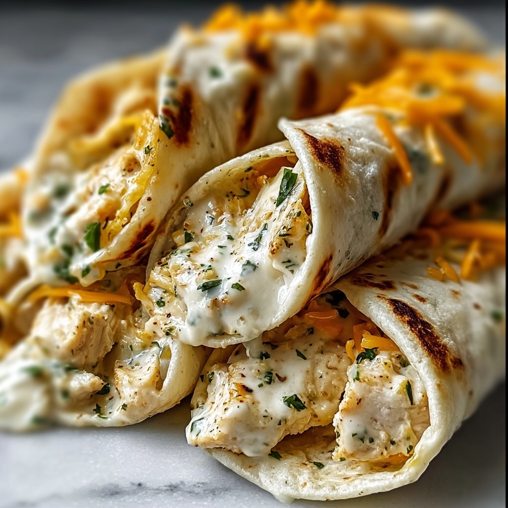 Cheesy Garlic Chicken Wraps Recipe - Recipe Image
