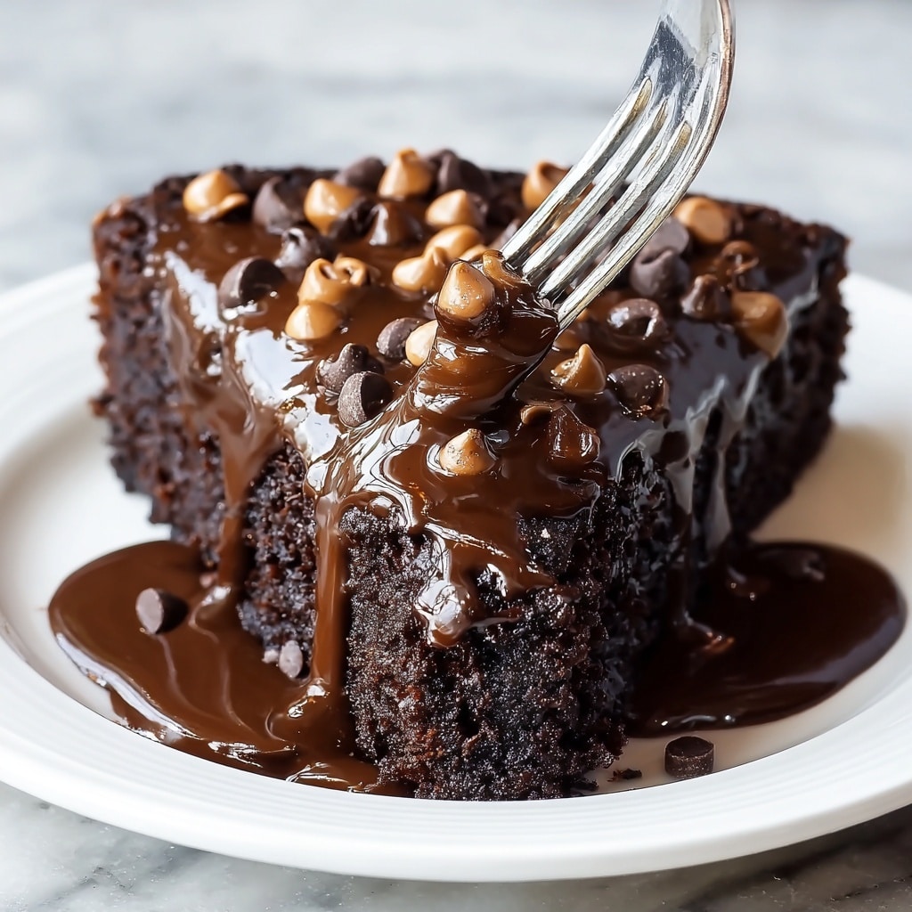 Slow Cooker Double Chocolate Peanut Butter Pudding Cake Recipe - Recipe Image