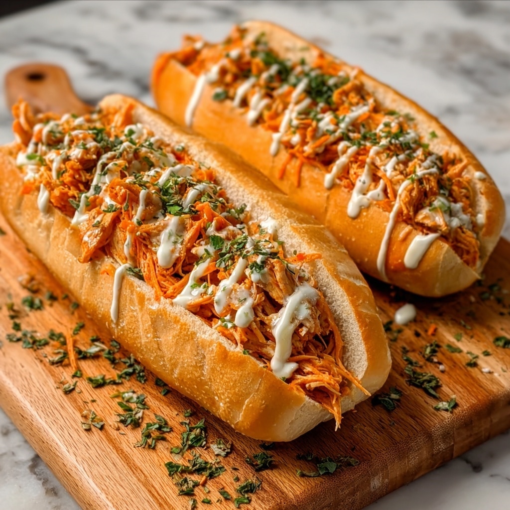 Buffalo Chicken Stuffed Cheesy Bread Subs Recipe - Recipe Image