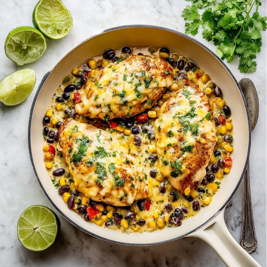 Cowboy Chicken with Black Beans, Corn, and Melted Cheese Recipe
