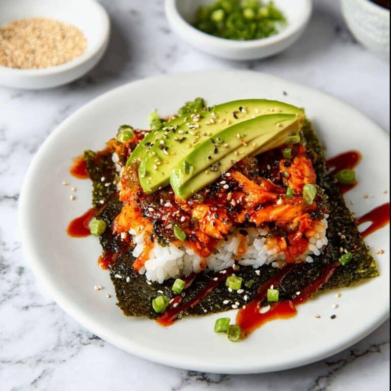 Salmon Sushi Bake with Avocado and Crispy Topping Recipe