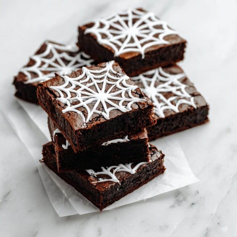 White Chocolate Spiderweb Brownies Recipe