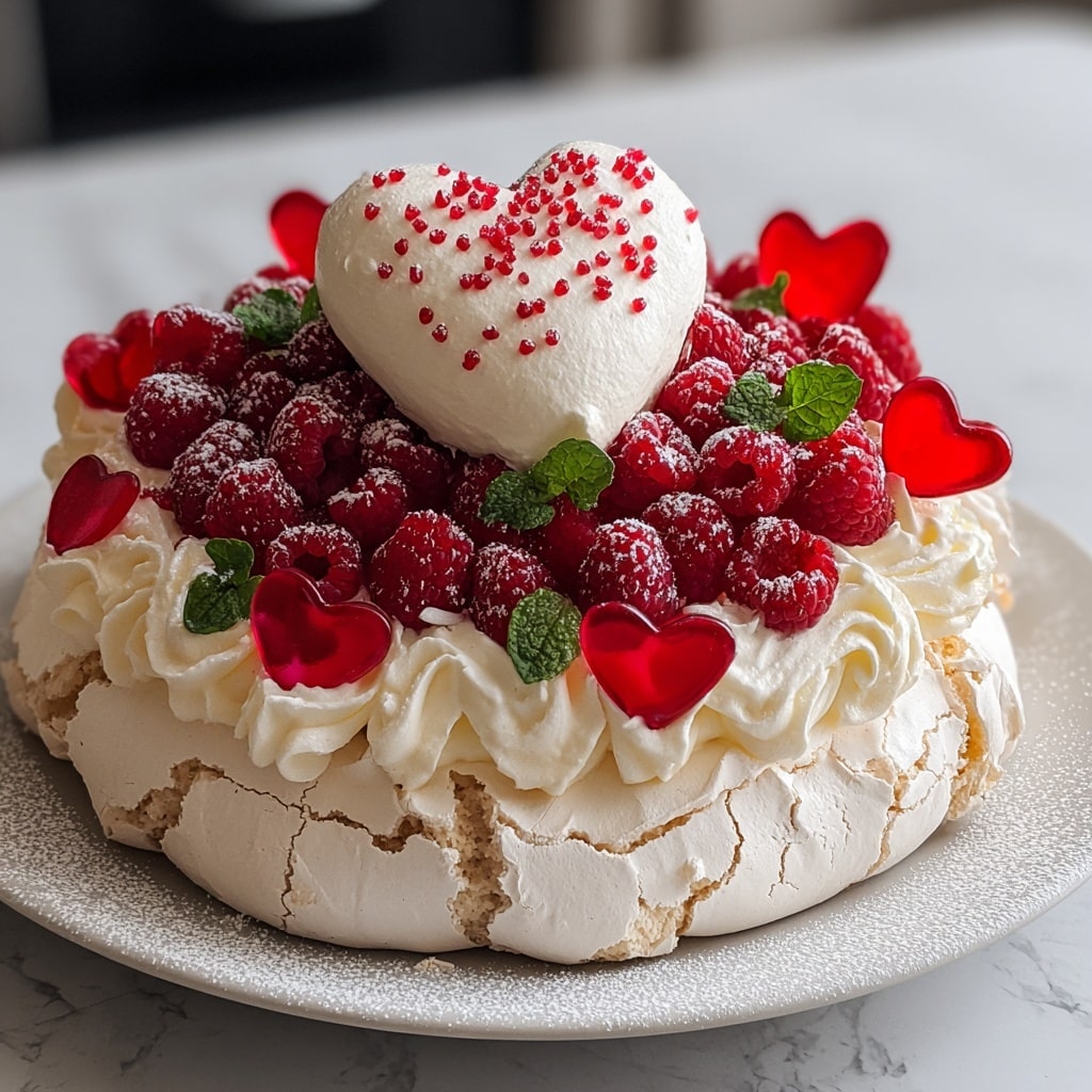 Heart-Shaped Pavlova with Fresh Berries and Cream Recipe