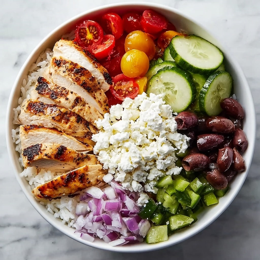 Greek Chicken Bowls with Lemon, Tzatziki, and Fresh Vegetables Recipe