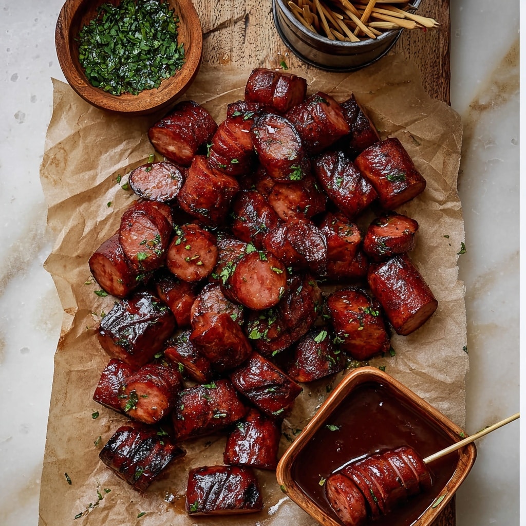 Maple BBQ Hasselback Kielbasa Bites Recipe - Recipe Image