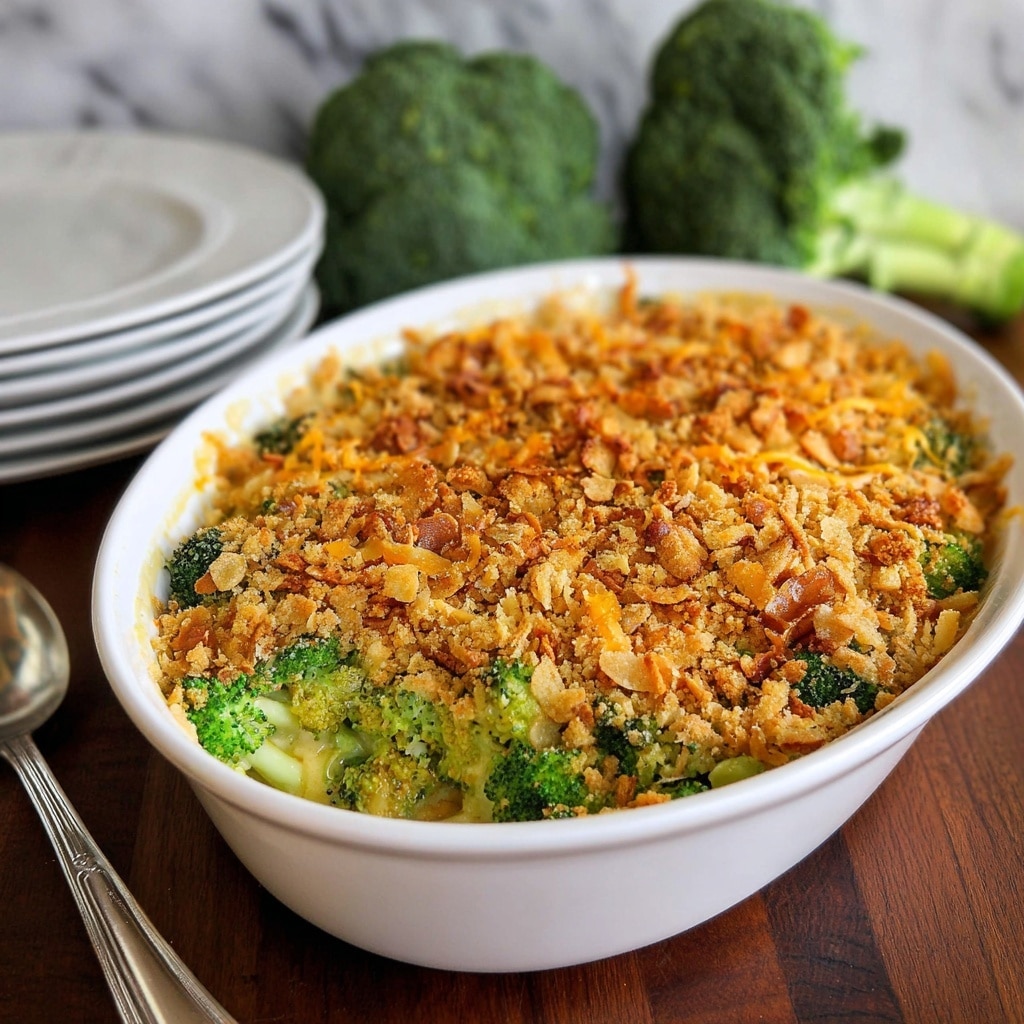 Broccoli Cheddar Gratin with Crispy Onions Recipe - Recipe Image