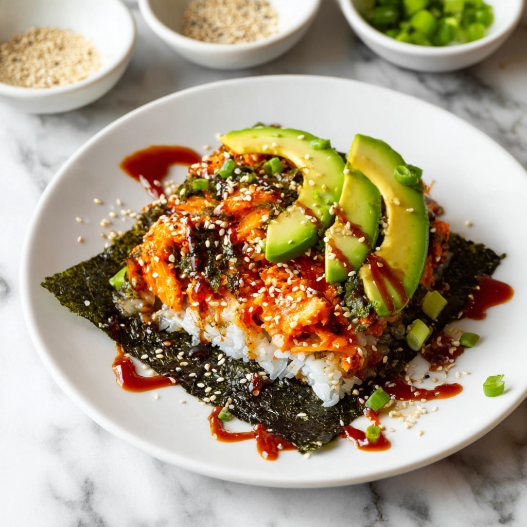 Salmon Sushi Bake with Avocado and Crispy Topping Recipe - Recipe Image