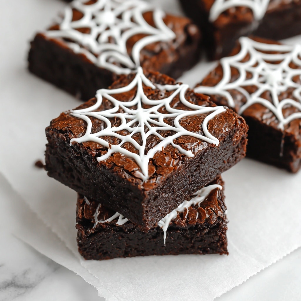 White Chocolate Spiderweb Brownies Recipe - Recipe Image