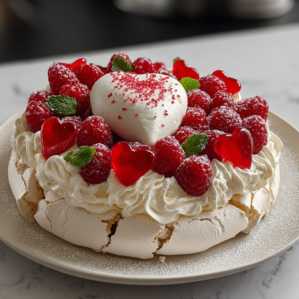 Heart-Shaped Pavlova with Fresh Berries and Cream Recipe - Recipe Image