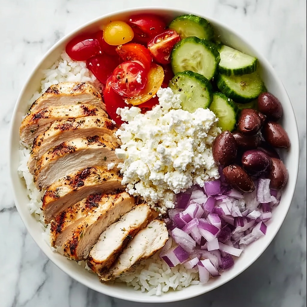 Greek Chicken Bowls with Lemon, Tzatziki, and Fresh Vegetables Recipe - Recipe Image