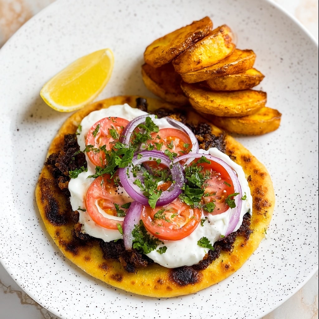 Gyros Smashed Tacos with Tzatziki and Sumac Onions Recipe - Recipe Image