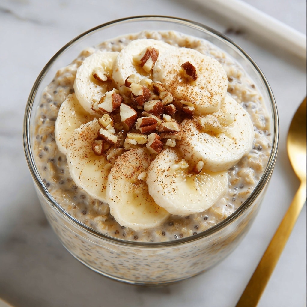 Healthy Banana Bread Overnight Oats Recipe - Recipe Image
