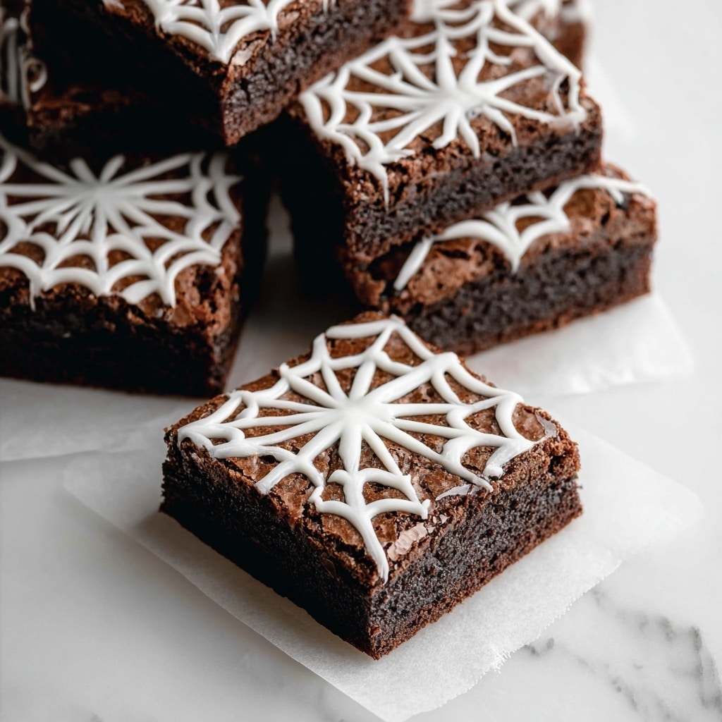 White Chocolate Spiderweb Brownies Recipe - Recipe Image