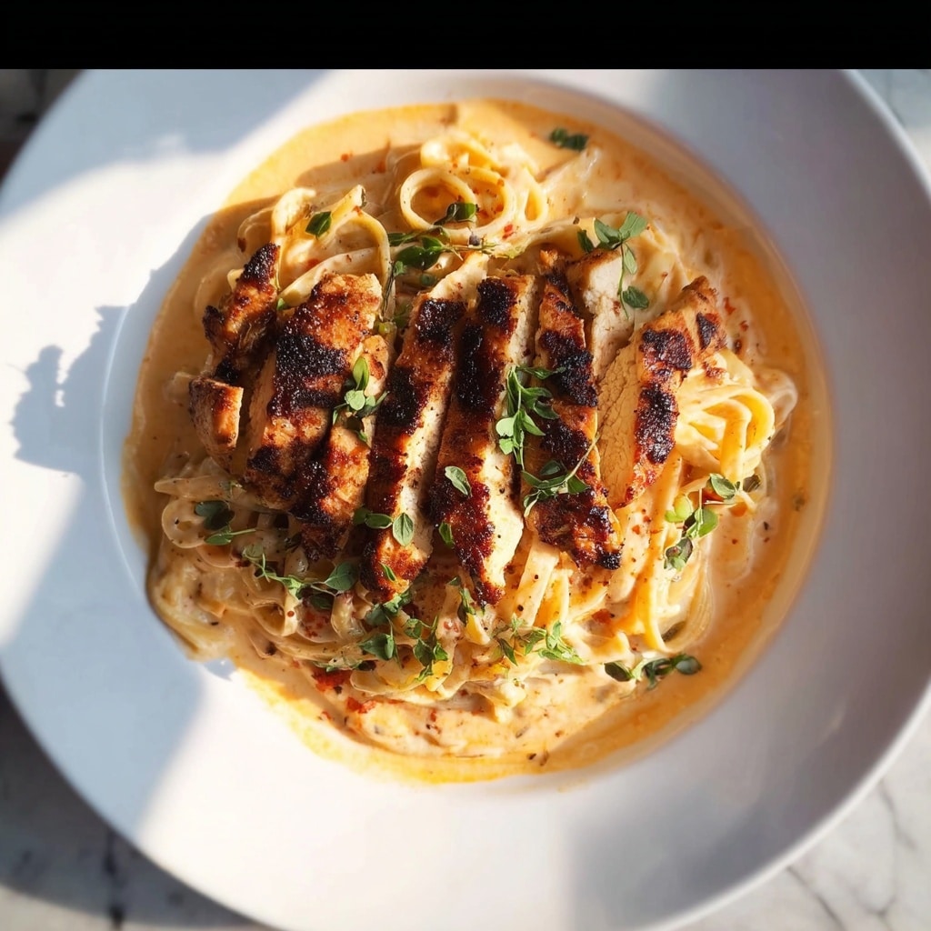 Cajun Chicken over Creamy Parmesan Linguine Recipe - Recipe Image