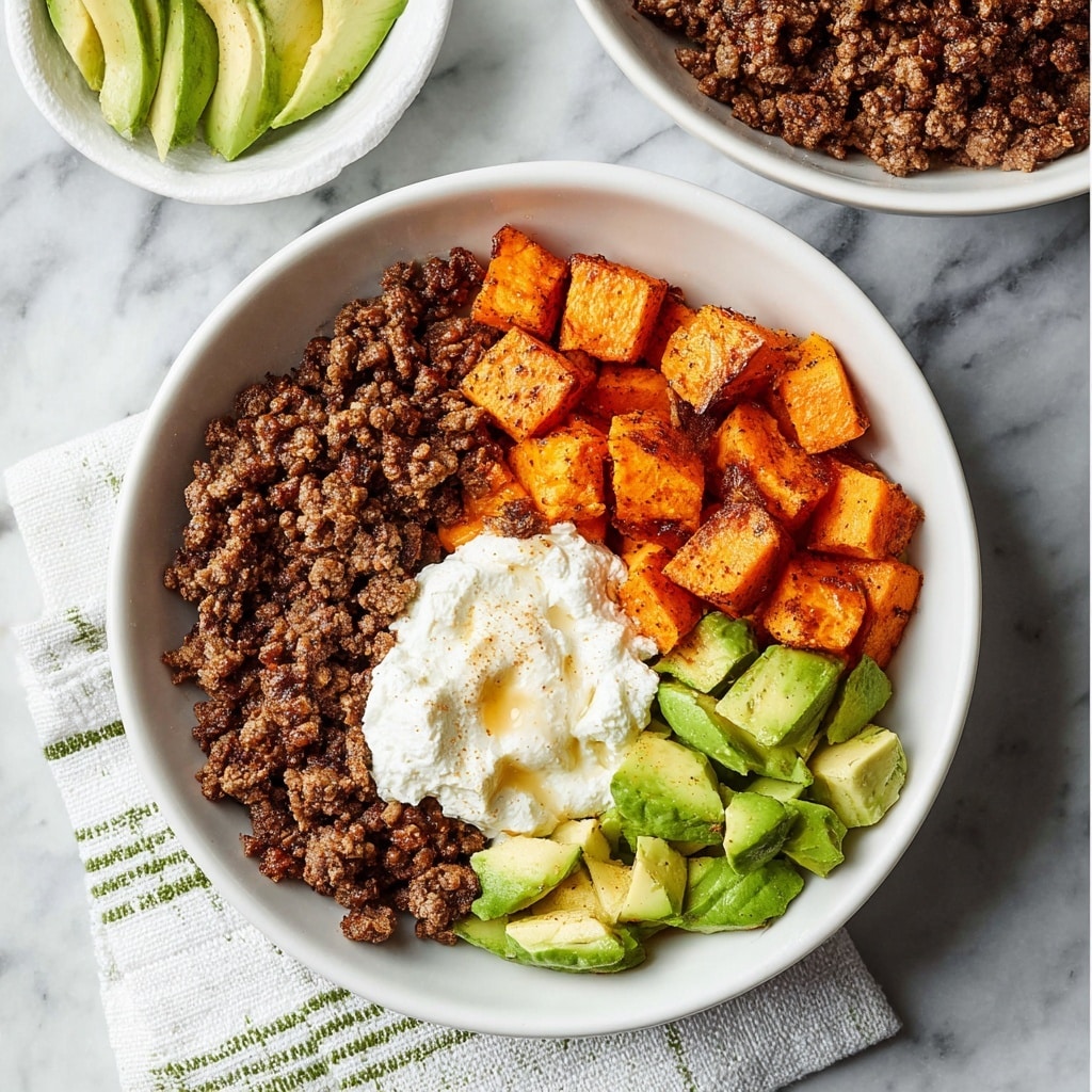 Hot Honey Sweet Potato Beef Bowl Recipe - Recipe Image