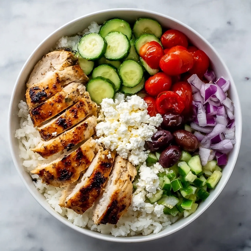Greek Chicken Bowls with Lemon, Tzatziki, and Fresh Vegetables Recipe - Recipe Image
