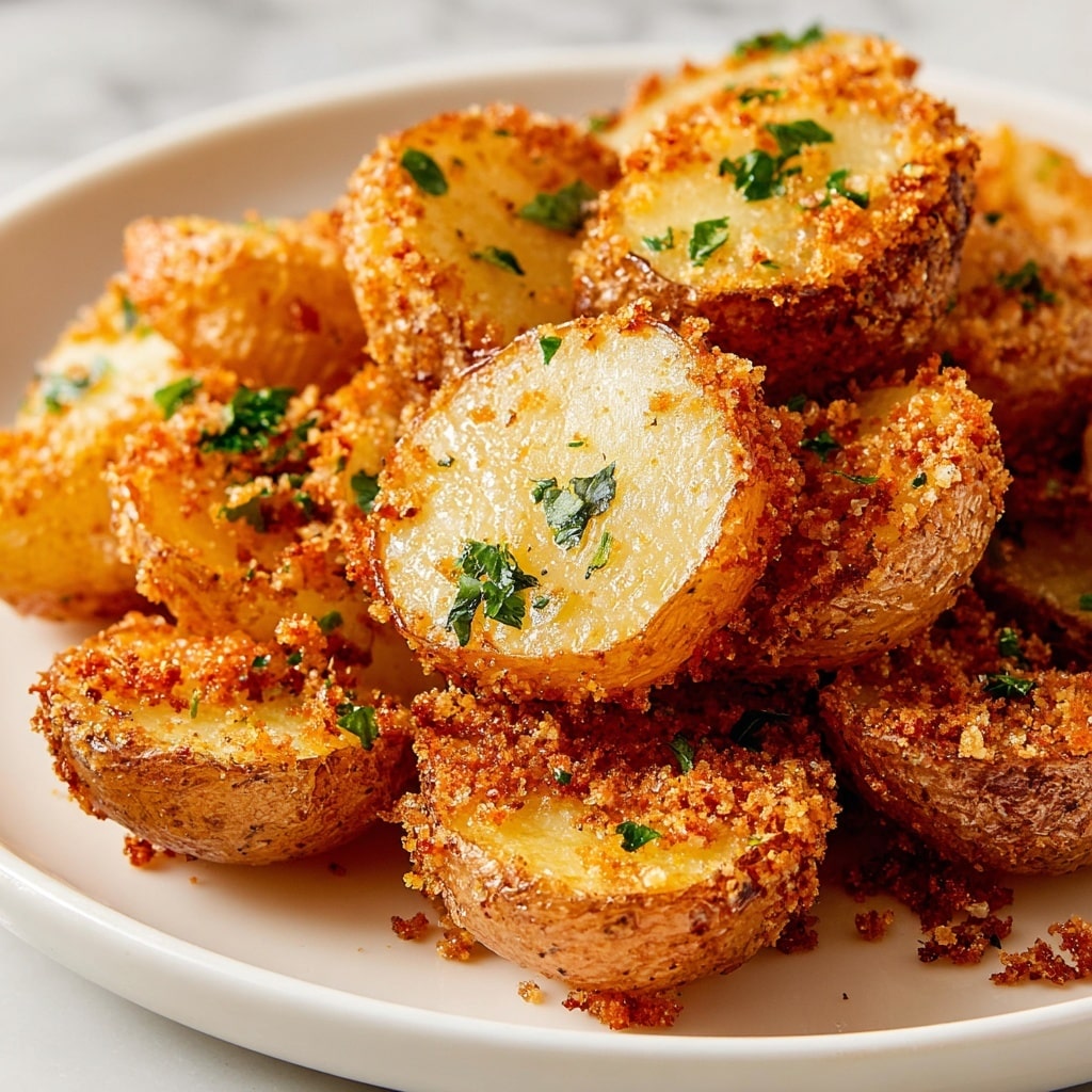 Crispy Garlic Parmesan Crusted Potatoes Recipe - Recipe Image