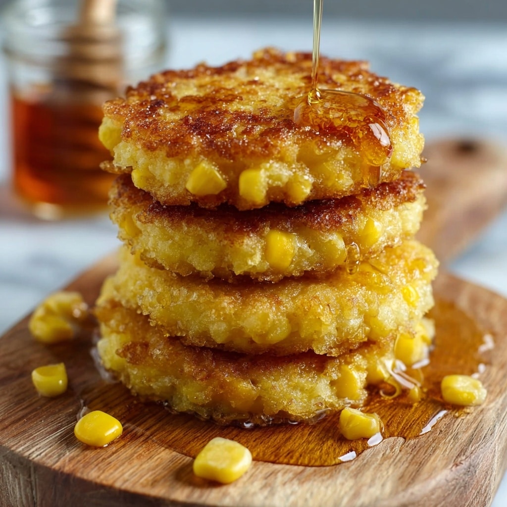 Sweet Corn Fritter Stacks with Honey Butter Recipe - Recipe Image
