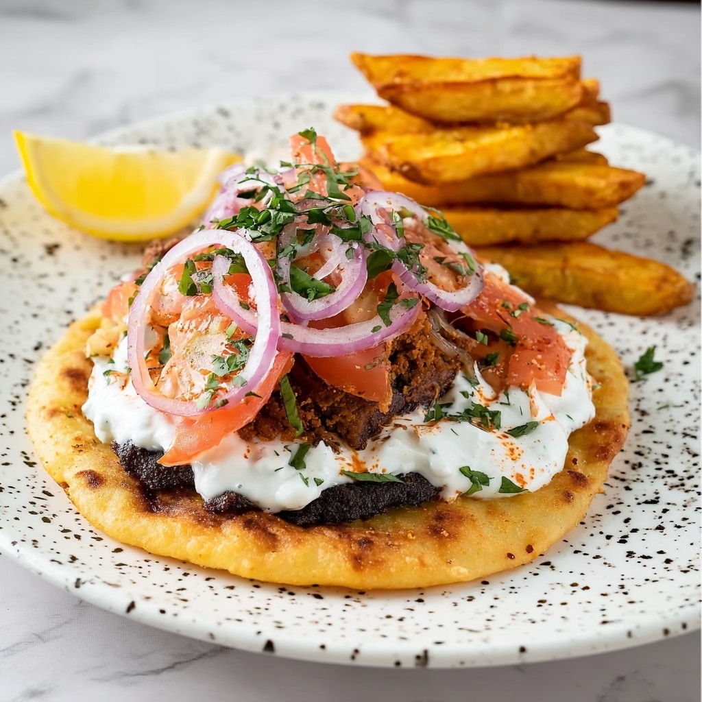 Gyros Smashed Tacos with Tzatziki and Sumac Onions Recipe - Recipe Image